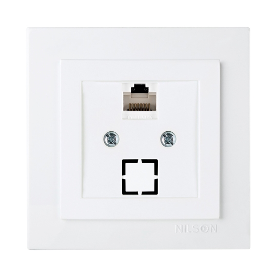 24111044 Розетка комп'ютерна RJ45, Cat.5E, біла, Touran, Nilson