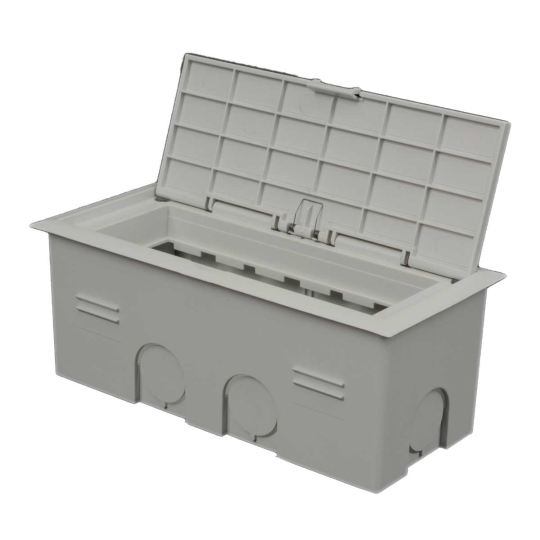 Коробка підлогова для розеток Kopobox mini B_KB, з кришкою, 3м, пластикова, світло-сіра, Kopos
