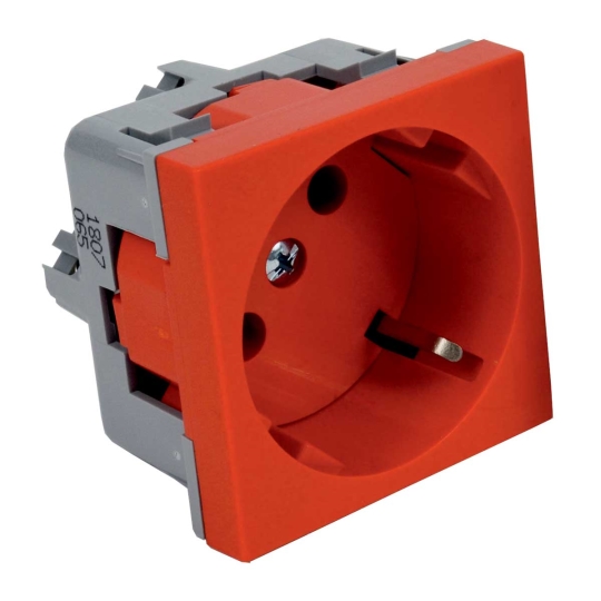 QS 45x45_BB Розетка модульна 45х45, з заземленням, червона, Kopos