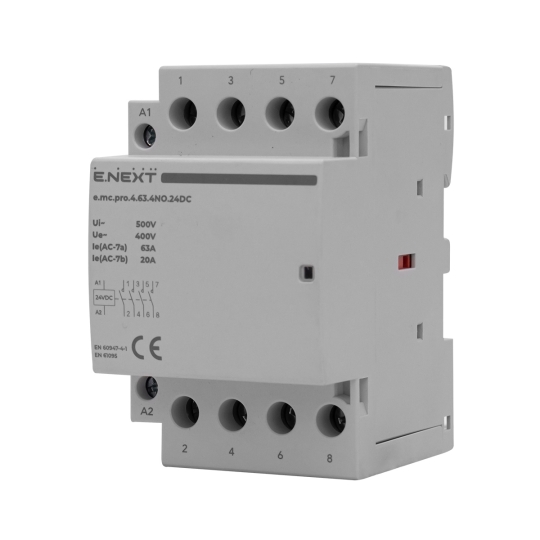 p005309 Модульний контактор на DIN-рейку, e.mc.pro.4.63.4NO.24DC, 4p, 63А, 4NO, 24В, E.Next