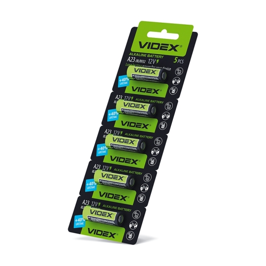 Батарейка лужна А23/Е23А, BLISTER CARD, Videx (уп./5шт.)