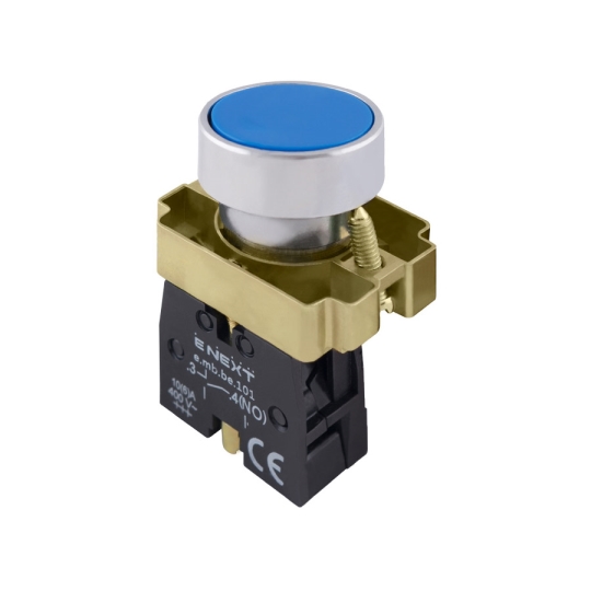 p0810109 Кнопка без підсвітки плоска e.mb.ba61 синя, без фіксації, 1NO Enext