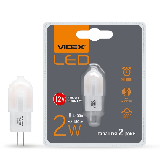Лампа свiтлодiодна капсульна G4e 2W G4 4100K 12V VIDEX