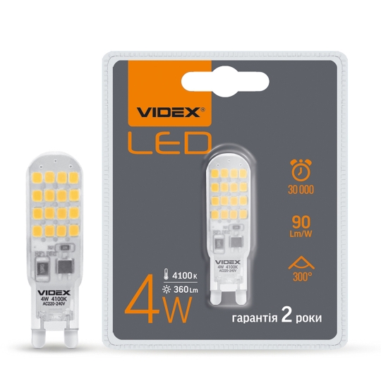 Лампа свiтлодiодна капсульна G9S 4W G9 4100K 220V VIDEX