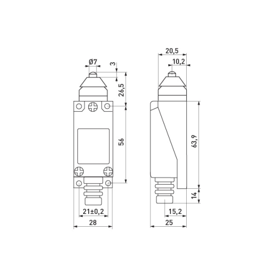s0070008 Вимикач кінцевий e.limitswitch.04 штовхач, E.Next