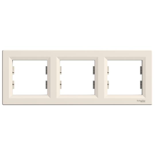 EPH5800323 Рамка тримісна горизонтальна, кремова, ASFORA, Schneider Electric