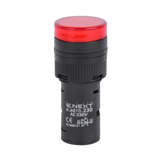 s009014 Арматура світлосигнальна e.ad16.230.red Д16мм 230В АС червона Enext