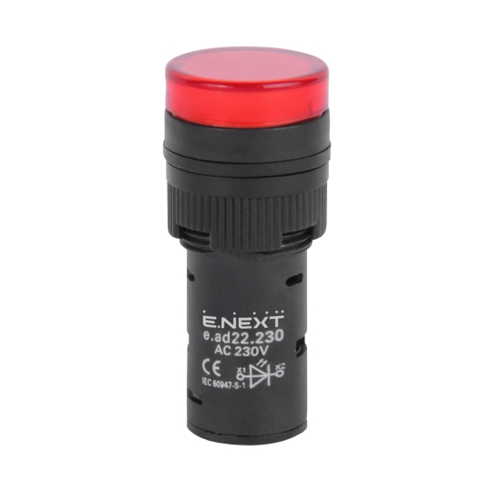 s009023 Арматура світлосигнальна e.ad22.230.red Д22мм 230В АС червона Enext