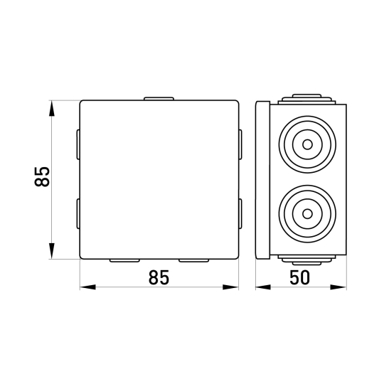 p016102 Коробка розподільча зовнішня 85х85х50мм, сіра, e.db.pro.85.85.50u, E.Next