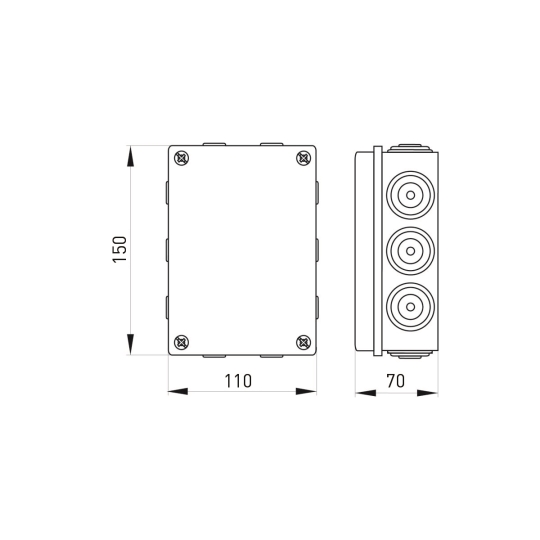 p016108 Коробка розподільча зовнішня 150х110х70мм, сіра, e.db.pro.150.110.70u, E.Next
