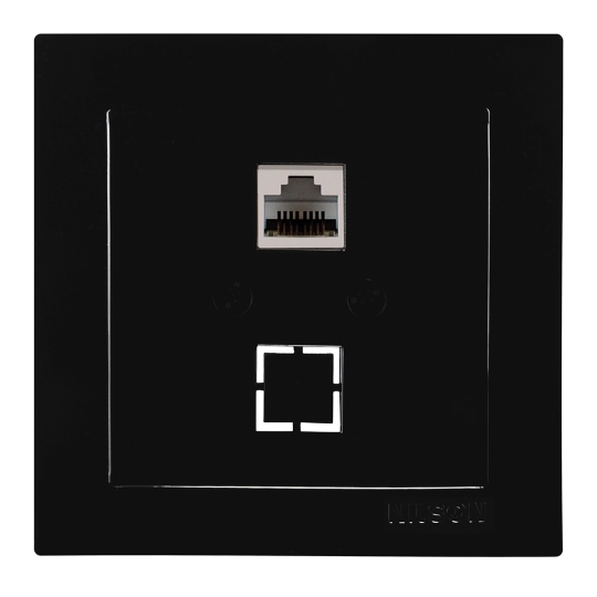 24221044 Розетка комп'ютерна RJ45, Cat.5E, чорна, Touran, Nilson