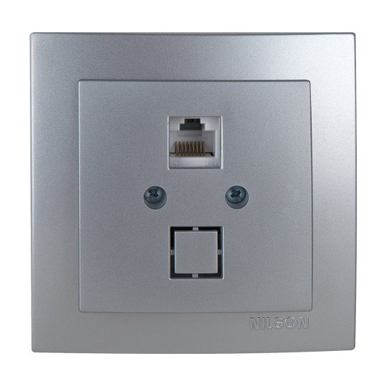 24131044 Розетка комп'ютерна RJ45, Cat.5E, срібло, Touran, Nilson