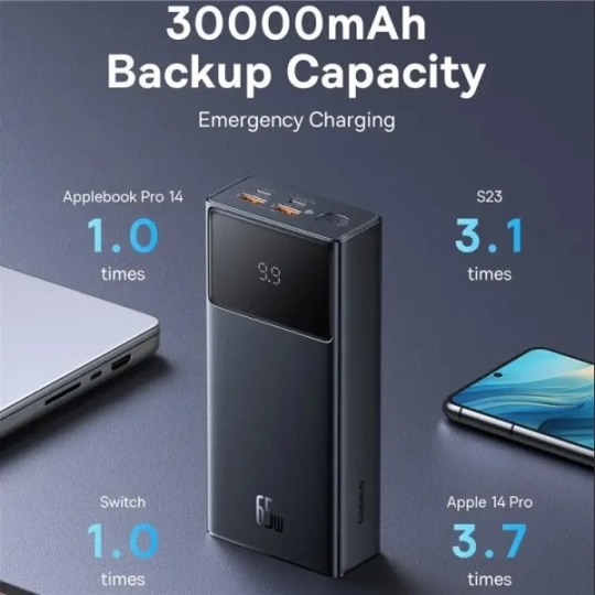 Батарея (Повербанк) 30000mAh, 65W, Star-Lord Digital Display, чорний, Baseus