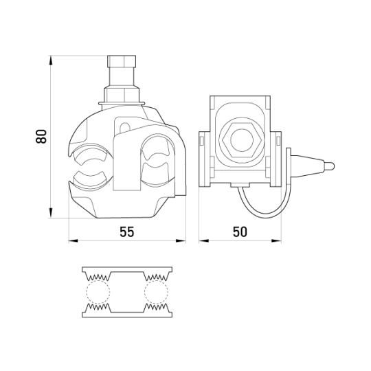 p028001 Затискач проколюючий для СІП 16-95/4-50, e.pricking.clamp.pro.16.95.4.50, E.Next
