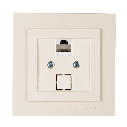 24121044 Розетка комп'ютерна RJ45, Cat.5E, кремова, Touran, Nilson