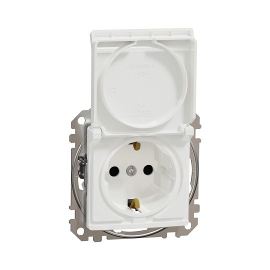 SDD111024 Розетка з з.к. шторками і кришкою, біла, Sedna Design, Schneider Electric