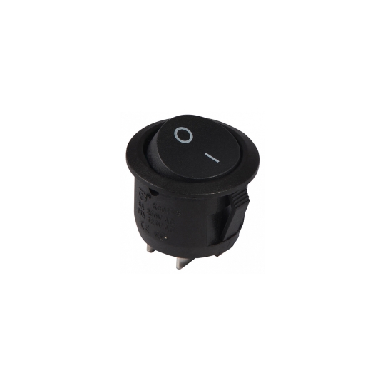A0140040067 Перемикач 1кл круглий, чорний, KCD1-5-101 B/B, Аско
