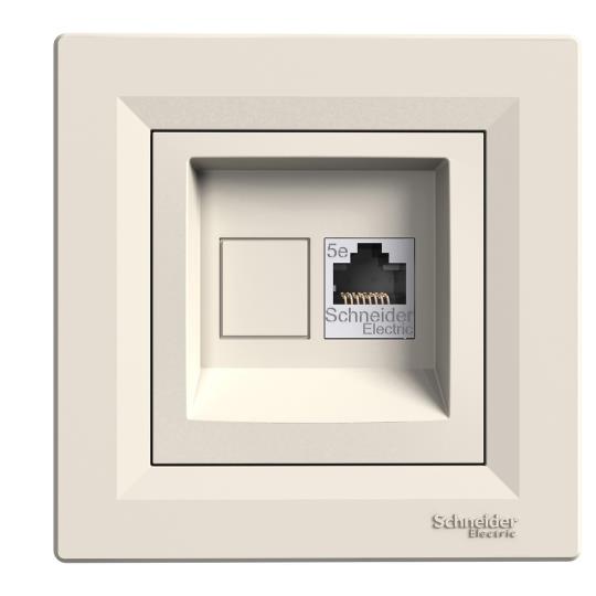 EPH4300123 Розетка комп'ютерна RJ45, Cat.5E, кремова, з рамкою, ASFORA, Schneider Electric
