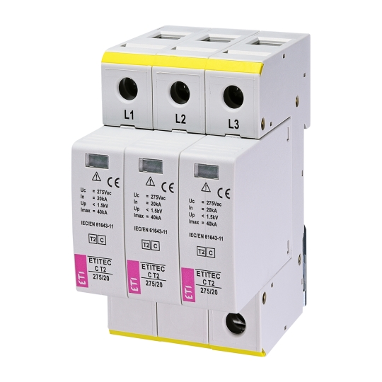 2440399 Обмежувач перенапруги ETITEC C T2 275/20 3+0, 3P, клас C, ETI