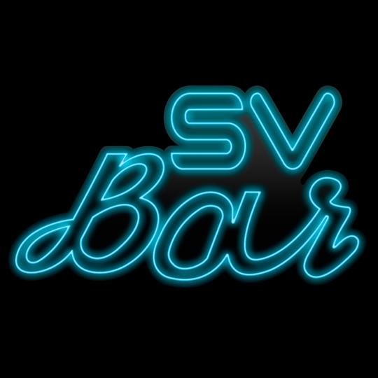 Неонова вивіска "SV Bar", для бару, блакитна, 800х450мм