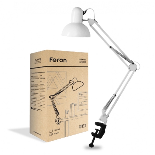 DE1430 Свiтильник настiльний FERON E27 білий