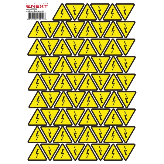 s053302 Самоклеюча наліпка "Блискавка" e.sticker.lightning.50 (50х50х50мм) 62 шт/аркуш Enext