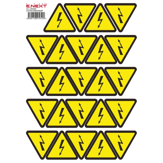 s053303 Самоклеюча наліпка "Блискавка" e.sticker.lightning.85 (85х85х85мм) 20 шт/аркуш Enext