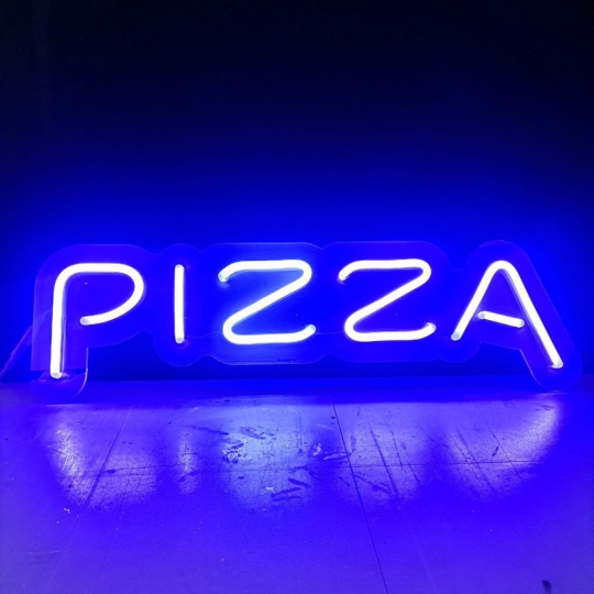 Неонова вивіска "Pizza", синя, 600х170мм