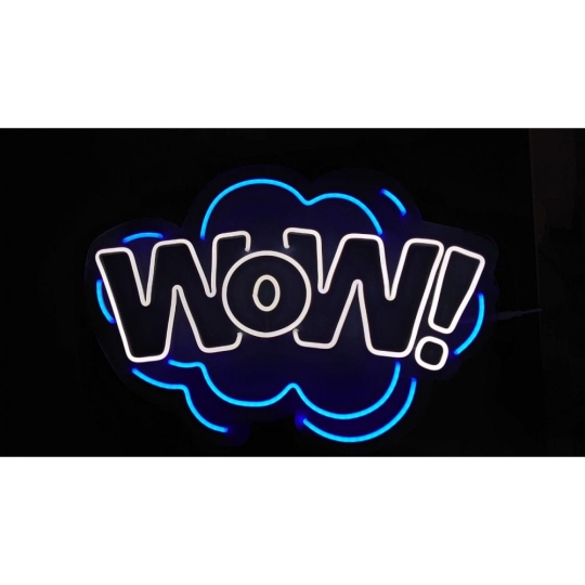 Неонова вивіска "WOW", кольорова, 600х410мм