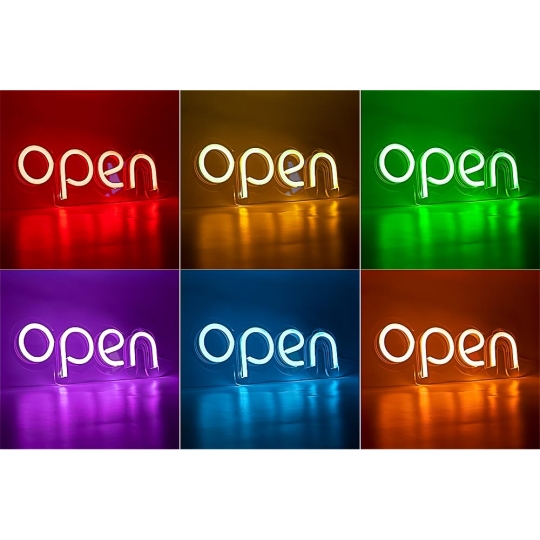 Неонова вивіска "OPEN", RGB, з контролером, 400х130мм