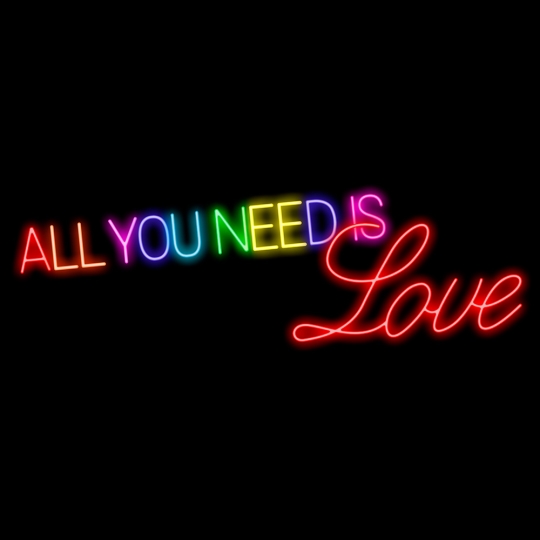Неонова вивіска "All you need is Love", кольорова, 800х250мм