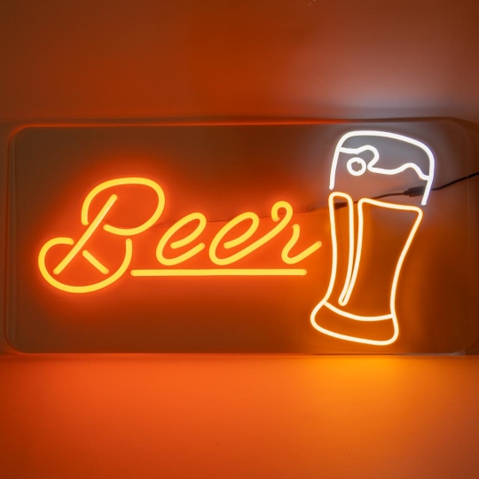 Неонова вивіска "Beer", Келих пива, 1000х500мм