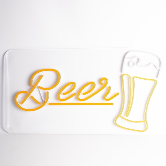 Неонова вивіска "Beer", Келих пива, 1000х500мм