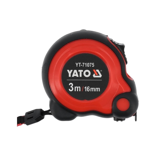 YT-71075 Рулетка 3м, 16мм, зі сталевою стрічкою і нейлоновим покриттям, подвійне блокування, YATO