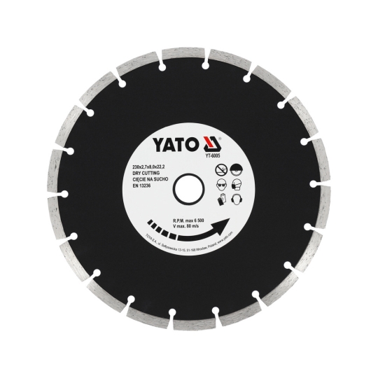 YT-6005 Диск алмазний сегментний D = 230мм, 22.2мм, SEGMENT, YATO