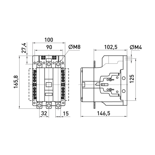i.0090049 Контактор 100А, 220В, 1no+1nc, e.industrial.ukc.100.220, E.Next