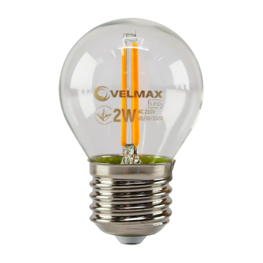 Лампа світлодіодна FILAMENT G45 2W E27 VELMAX помаранчева