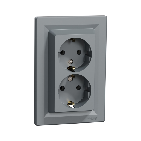 EPH9900162 Розетка з з.к. подвійна, сталь, ASFORA, Schneider Electric