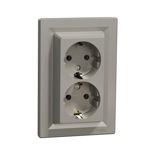 EPH9900169 Розетка з з.к. подвійна, бронза, ASFORA, Schneider Electric