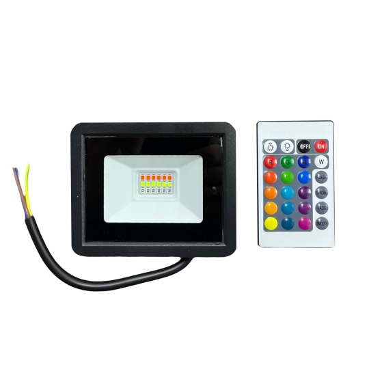 Прожектор LED 10W LEMANSO, LMP76-10 RGB, чорний з пультом