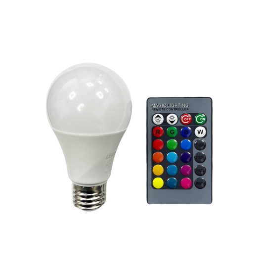 LM734 Лампа світлодіодна з пультом A60, 5W, E27, RGB, Lemanso