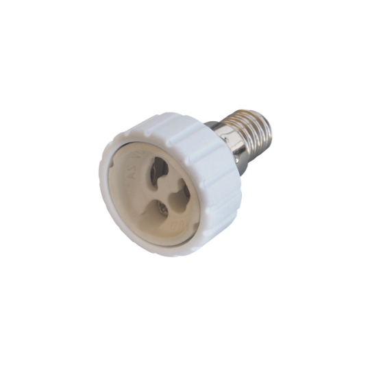 s9100040 Патрон-перехідник з Е14 на GU10, пластиковий, білий, e.lamp adapter.Е14/GU10.white, E.Next