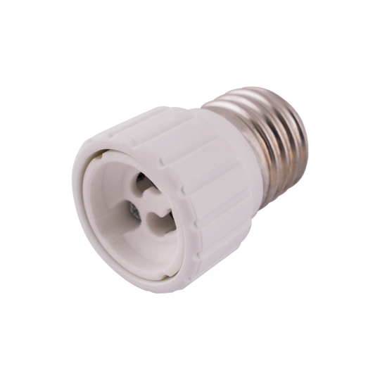 s9100041 Патрон-перехідник з Е27 на GU10, пластиковий, білий, e.lamp adapter.Е27/GU10.white, E.Next