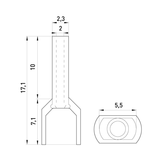 s4037004 Ізольований наконечник втулковий на 2 проводи, 2х1мм², 10мм, червоний ENEXT, 100шт