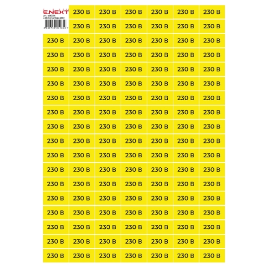 s053316 Самоклеюча наліпка "230В" e.sticker.voltage.230.1 (40х20мм) 102 шт/аркуш Enext