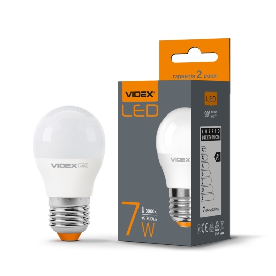 Лампа світлодіодна G45e 7W E27 3000K 220V VIDEX