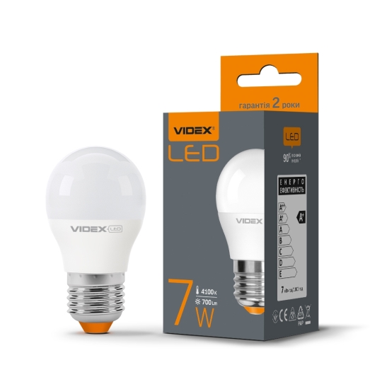 Лампа світлодіодна G45e 7W E27 4100K 220V VIDEX