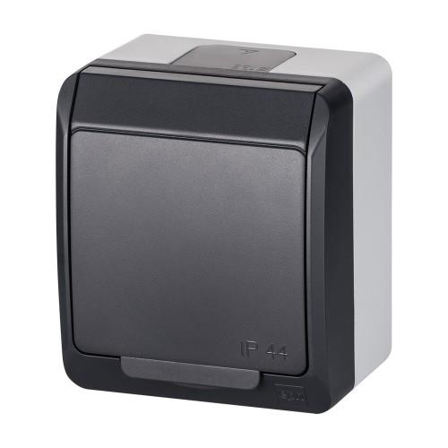 0324-07 Розетка Hermes IP44, 1-на Антрацит