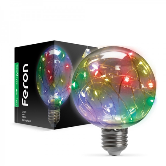 Лампа світлодіодна LB-381 RGB G80 230V 1W E27 FERON