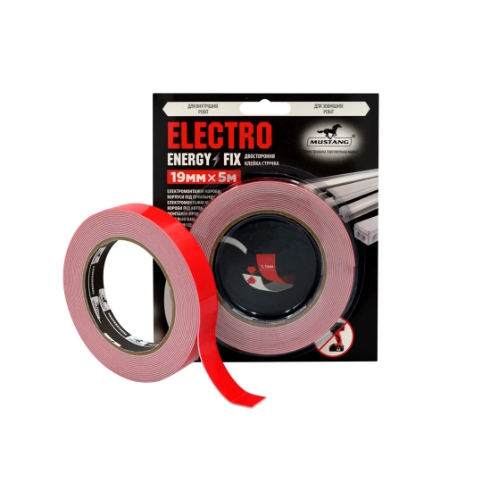 Двостороння клейка стрічка 19мм х 5м, Electro Energy Fix, EL195, Mustang